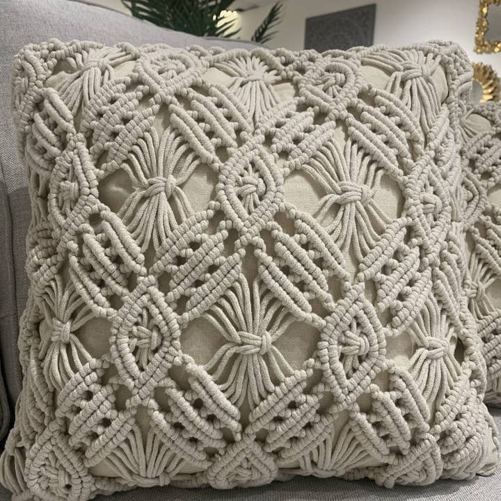 Gulab Homes – wholesale Prydnadskuddfodral – Handvävt kuddfodral i Macrame bomull 18x18