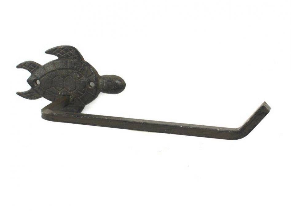 Hampton Nautical - Wholesale Towel Holder/Hanger - Cast Iron Sea Turtle Toilet Hand Towel Holder 10"2