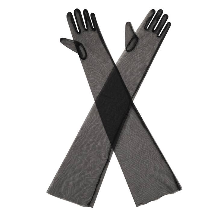 Floris Linens - Wholesale Gloves - Women's - Long Tulle Nylon Sheer Wedding Gloves, White or Black4