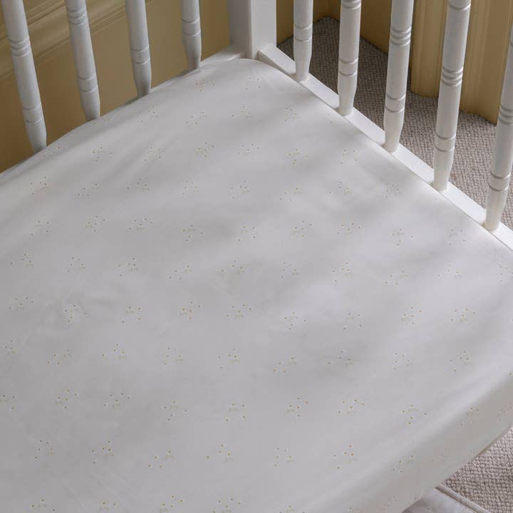 Cotbed Fitted Sheet - Wild Chamomile for wholesale by Avery Row