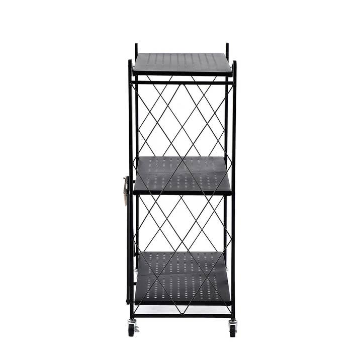 J&V TEXTILES - Wholesale Free-standing shelf - Assembled Black Foldable Metal Storage Shelving Unit - 3 Sizes!16