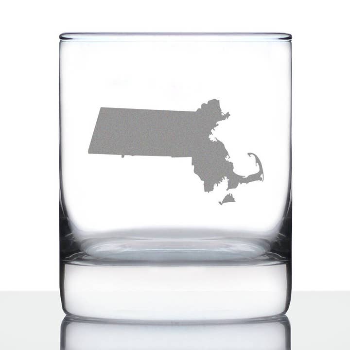 Massachusetts Whiskey Rocks Glass - Bay Staters Gifts for wholesale by bevvee