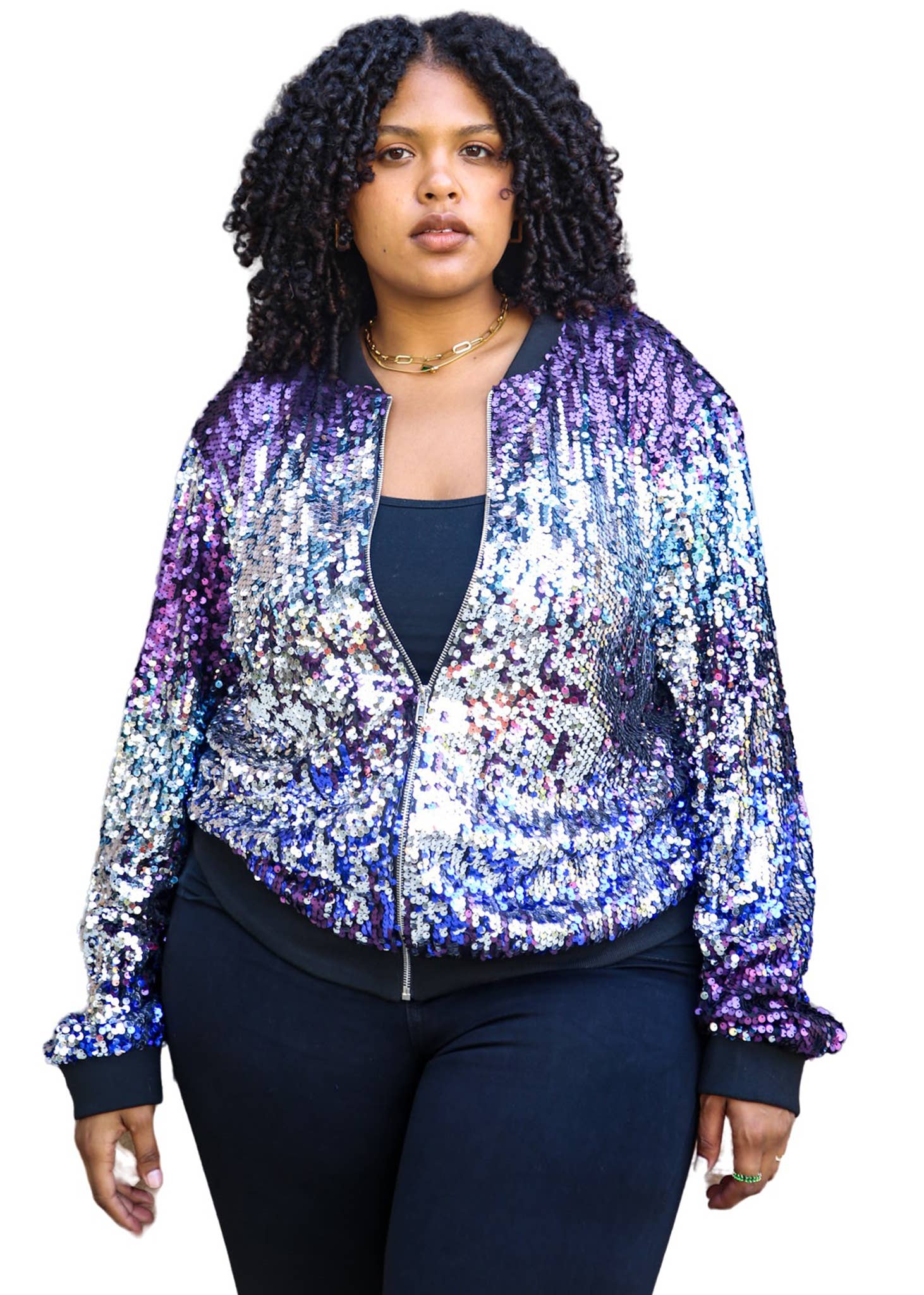 Anna Kaci Wholesale - Wholesale Bomber Jacket - Women's - Plus Size Sequin Bomber Jacket28