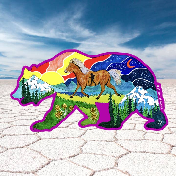 Abstract Hikes - Wholesale Sticker - Hiking Sticker: "Pony Bear"