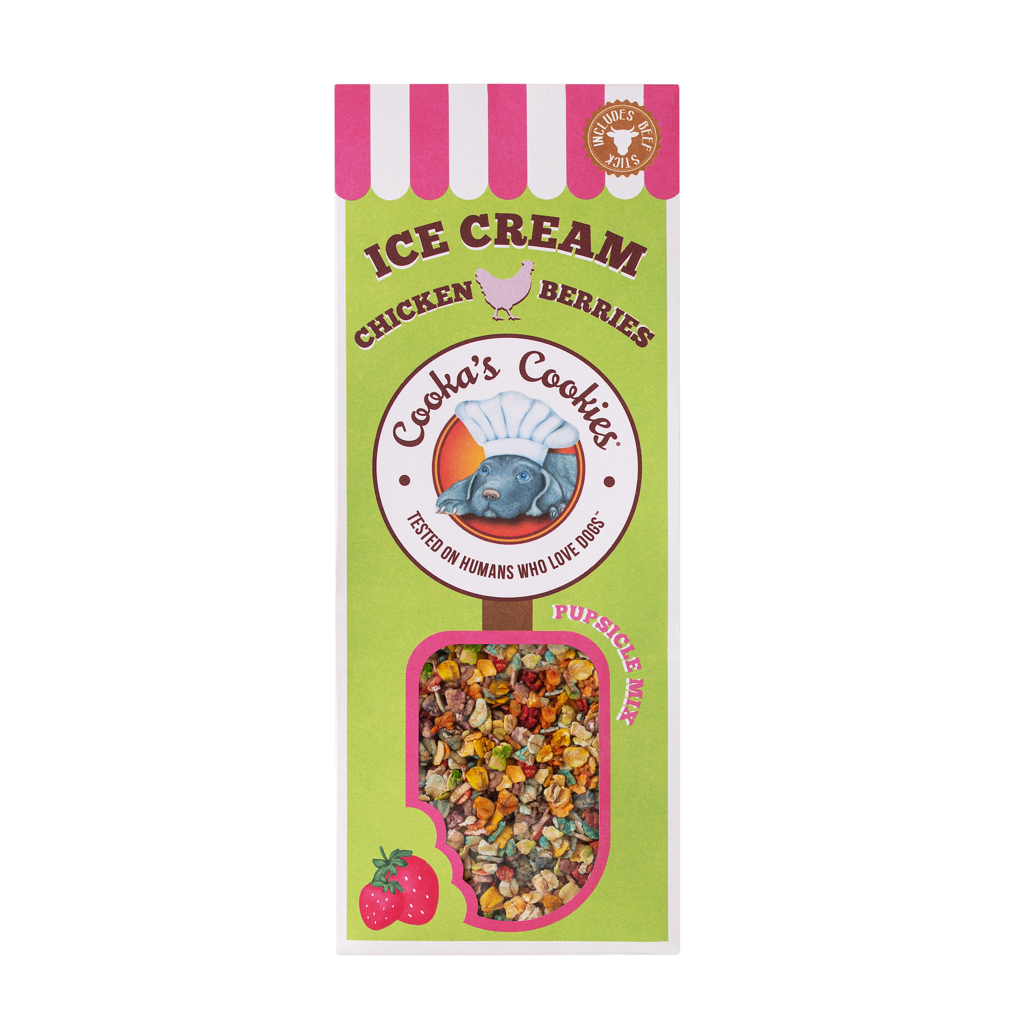 Belpharmed bv: Cooka's Cookies & Sensidog - Venta al por mayor Chuches - Perros - Mezcla de helado con pollo real y fresa para mascotas0