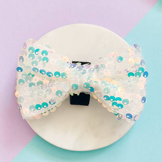 LUXE Party Holographic Sequin Bow Tie for wholesale by Cocopup London