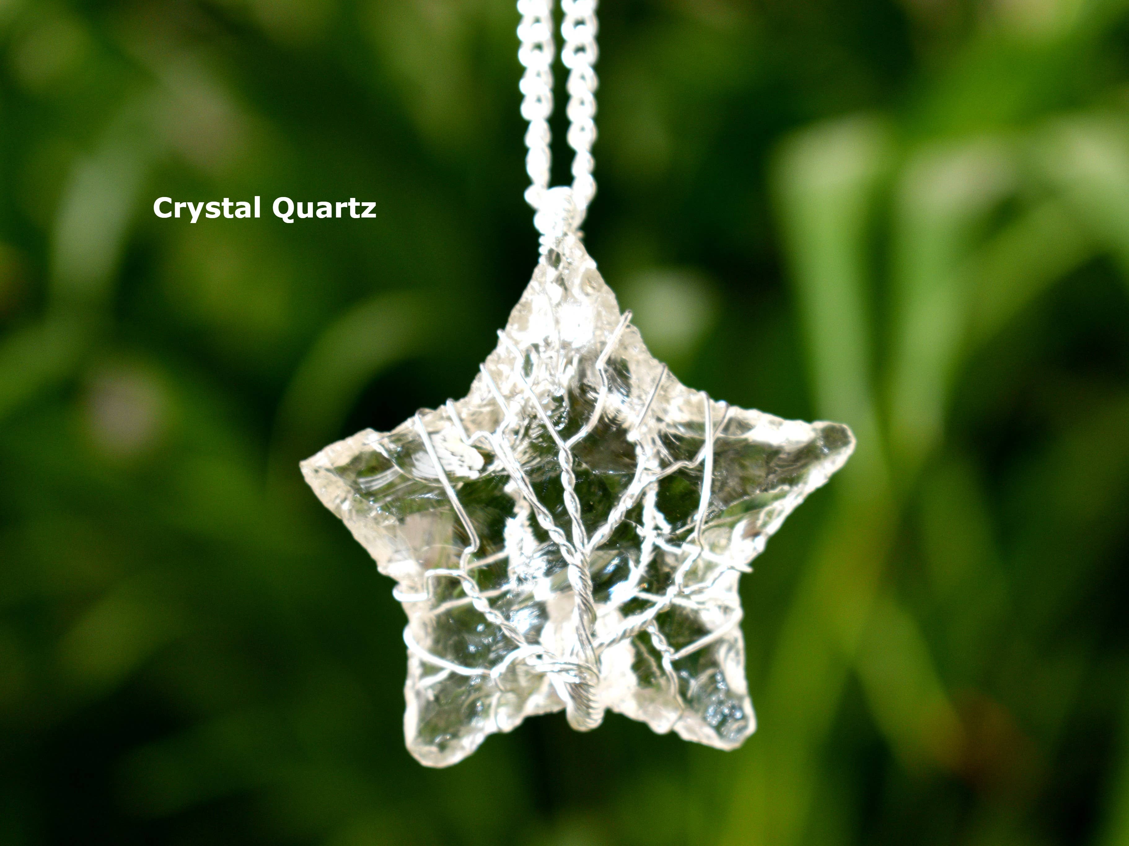Soothing Crystals - Wholesale Individual Charm/Pendant - Silver Wire Wrapped Crystal Star Pendants Gemstone Necklace4