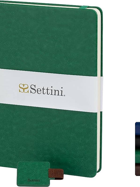 SETTINI Hardcover aus veganem Leder, dick, 120 g/m², 192 Seiten, liniertes Papier | Stiftschlaufe | Geschenkverpackung (Smaragdgrün) für den Großhandel von Settini