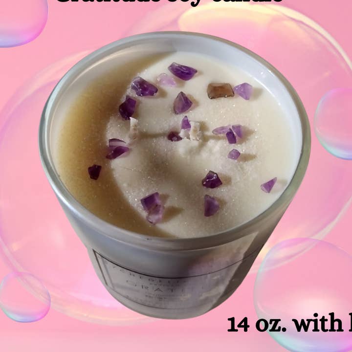 TACKSAMHET 14 oz. soja kristall ljus med lock för wholesale av Psychedelic Universe