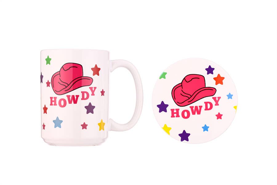 Nima Accessories Inc - Wholesale Coffee Mug - Ladies Howdy Theme Coffee Mug and Coaster Gift Set1