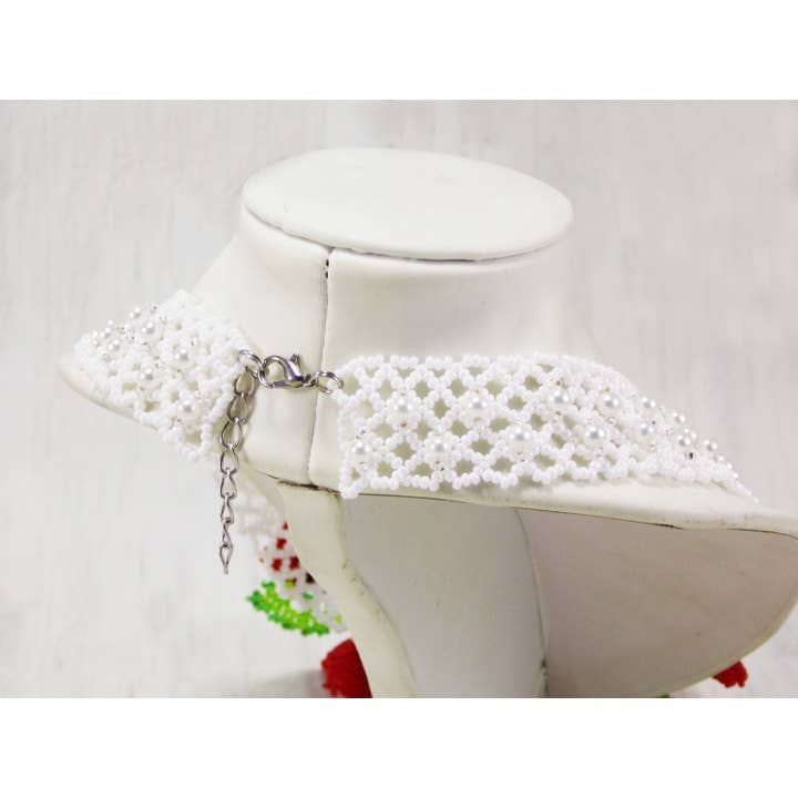 Ninolia - Venta al por mayor Collares de cuentas/perlas - Collar de 3 flores de amapola roja, pieza llamativa, collar de flor roja grande, joyería natural