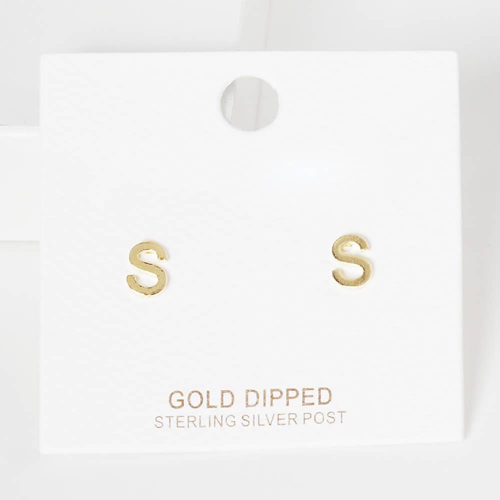 Sensibling Corp. - Wholesale Stud/Post Earrings - Gold Dipped Metal Initial Monogram Stud Earrings41