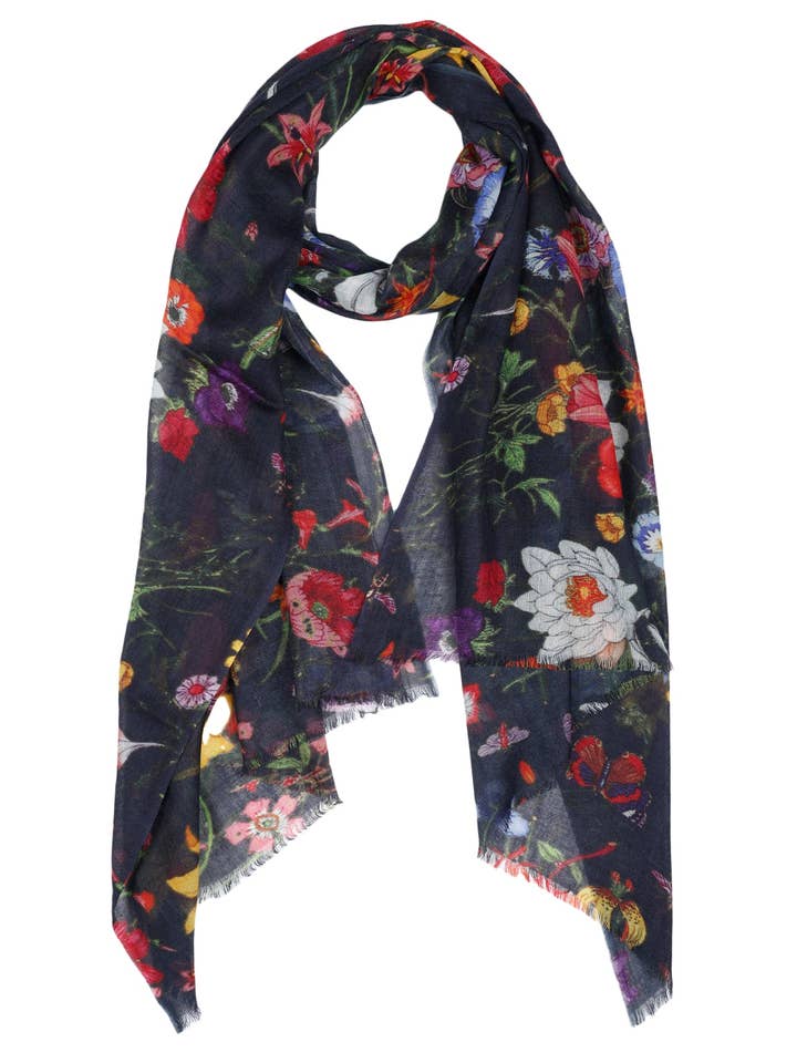 Floral Merino Silk Designer Scarf for wholesale by Namaskar Australia