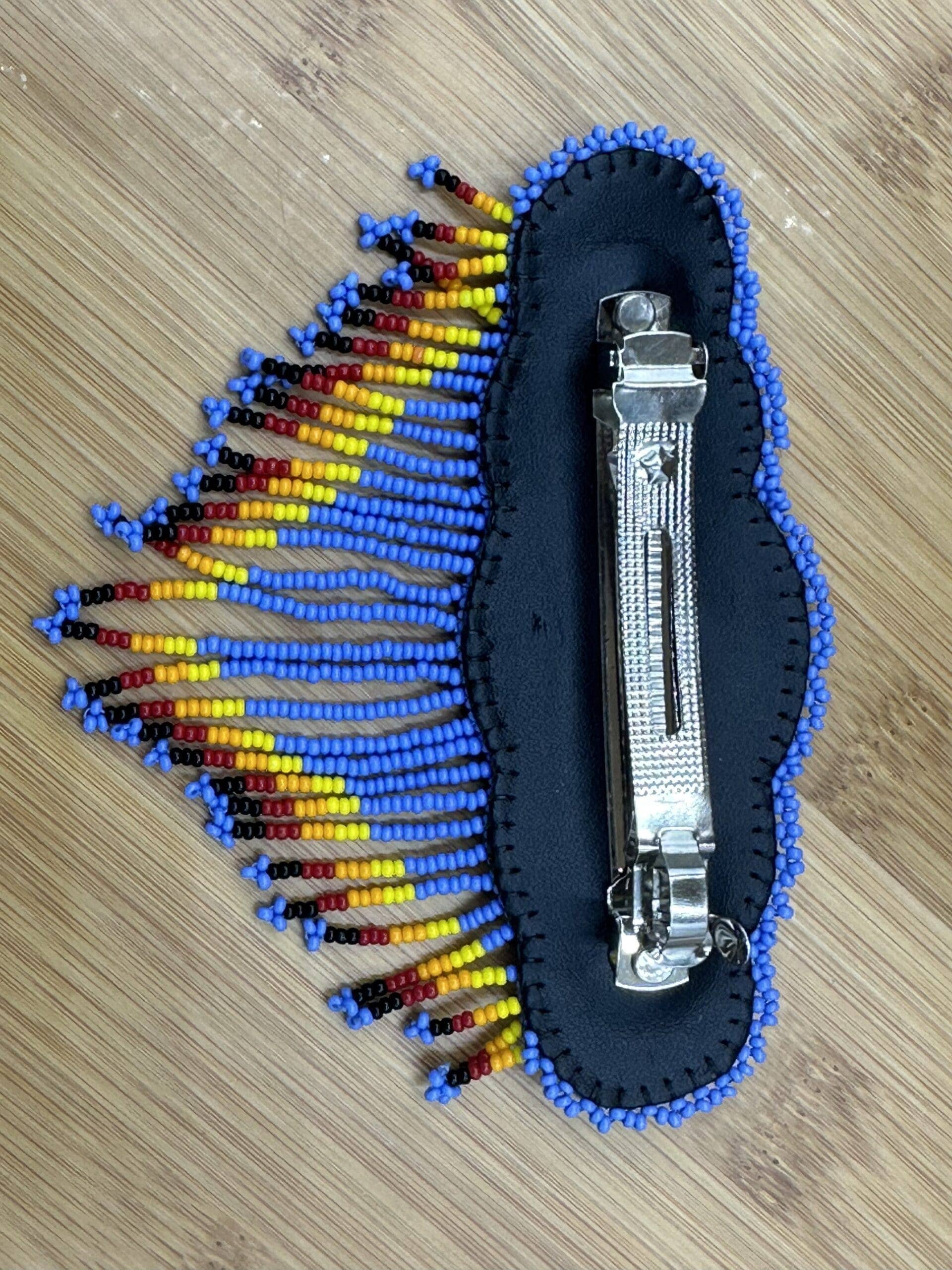 BEADS CORNER – wholesale Barrette – Women’s – Handmade beaded Lavender, Black Native style fringe French barrette4