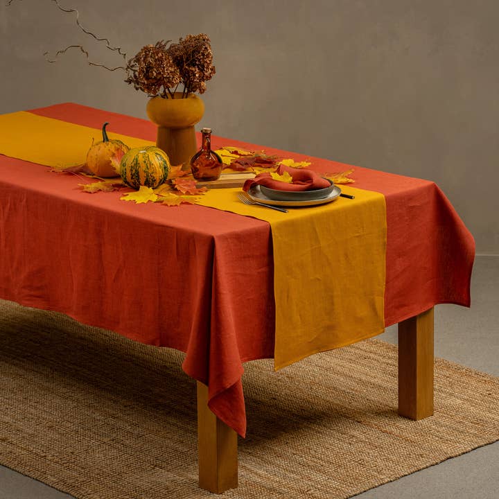 menique - Wholesale Tablecloth - Natural 100% Linen Tablecloth - Linen Holiday Tablecloth