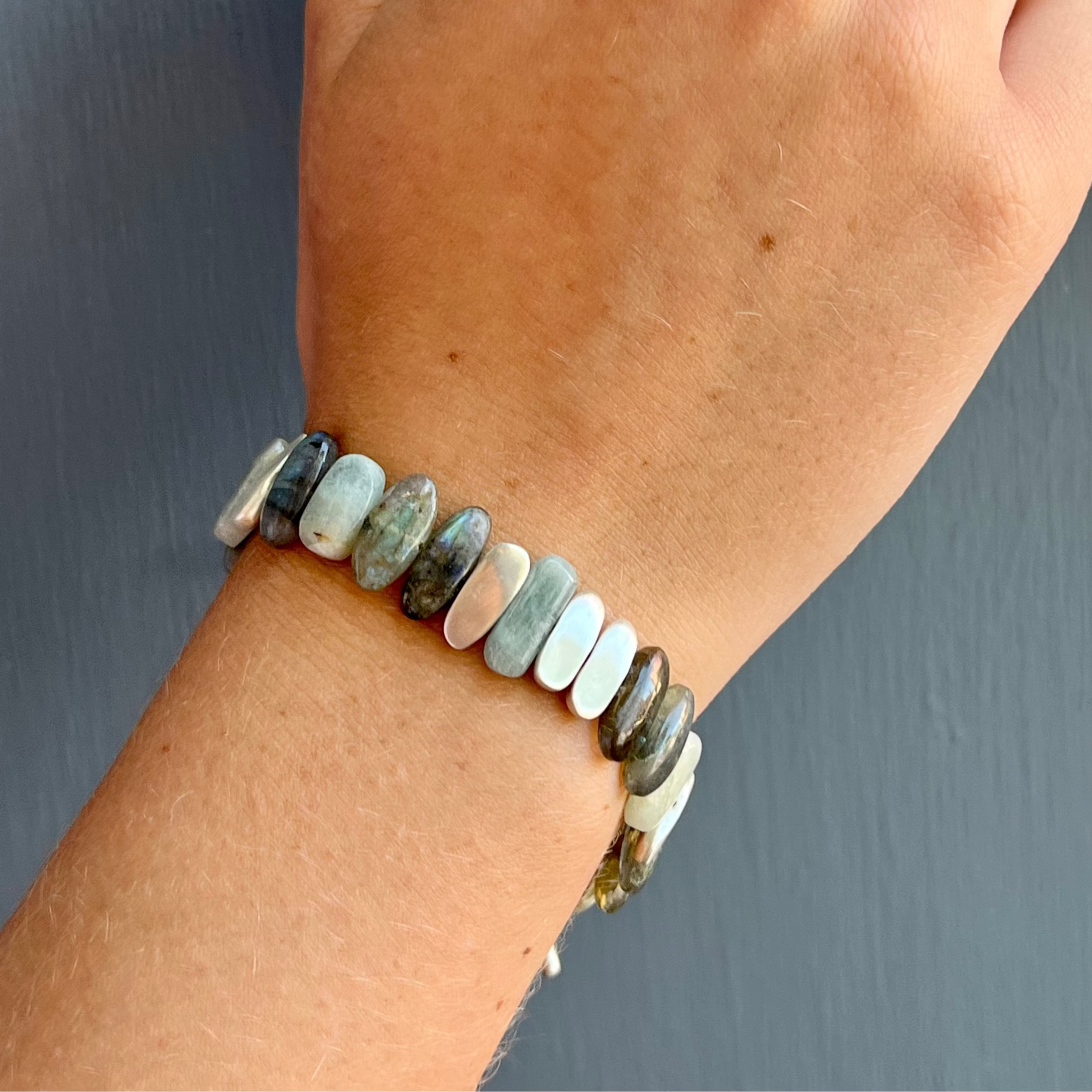 Philippa Roberts - Wholesale Beaded Bracelet - labradorite, aqua, nuggets bracelet2