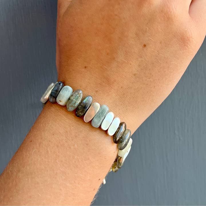 Philippa Roberts - Wholesale Beaded Bracelet - labradorite, aqua, nuggets bracelet2