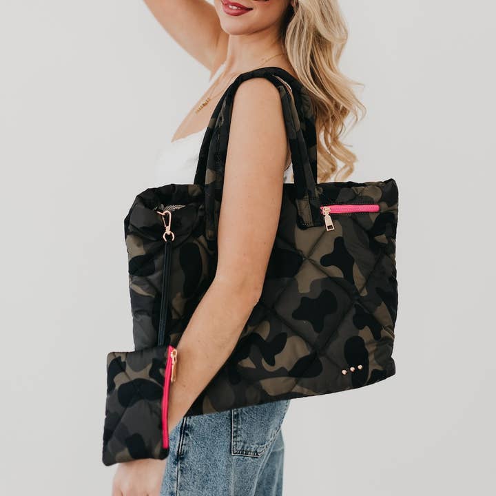 Pretty Simple - Wholesale Tote Bag - Women's - Presley Puffer Quilted Tote Bag With Pouch
