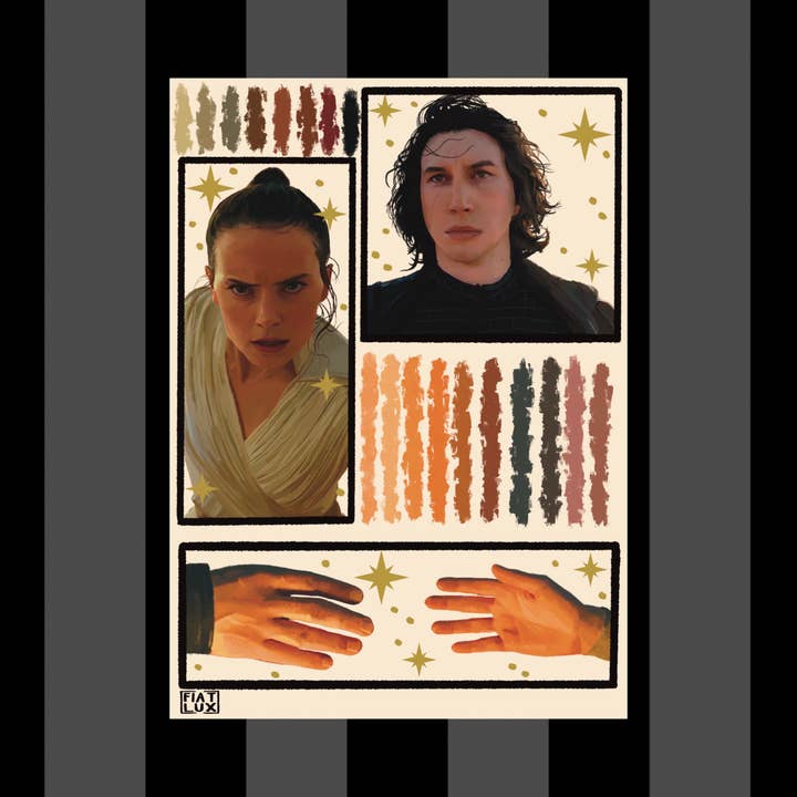 Digital Sketchbook - Reylo Kylo Ren Rey Last Jedi Daimyo Fennec Shand + Boba Fett Tatooine Art Print star wars for wholesale by Fiat Lux Illustration