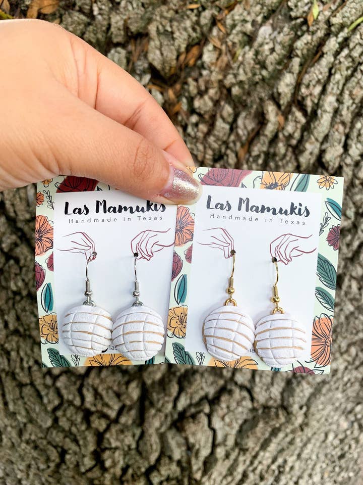 Large White Concha Dangles for wholesale by Las Mamukis