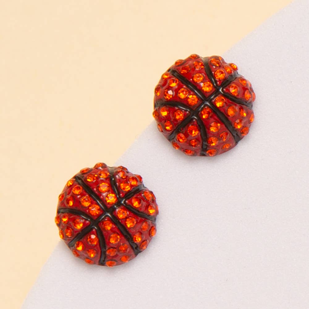 SP Sophia Collection - Wholesale Stud/Post Earrings - Gameday Rhinestone Basketball / Soccer / Volleyball Earrings0