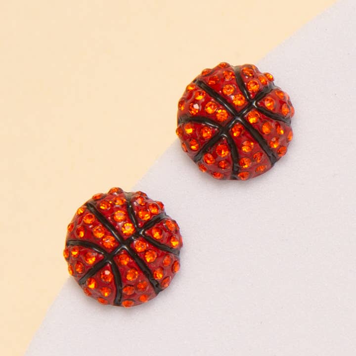 SP Sophia Collection - Wholesale Stud/Post Earrings - Gameday Rhinestone Basketball / Soccer / Volleyball Earrings