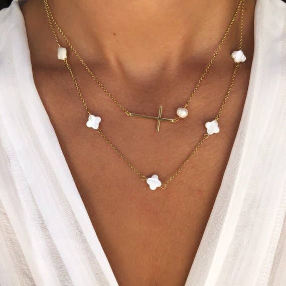 Christina Christi - Wholesale Pendant/Charm Necklace - Sideways Cross Necklace, Tiny Crosses Necklace,