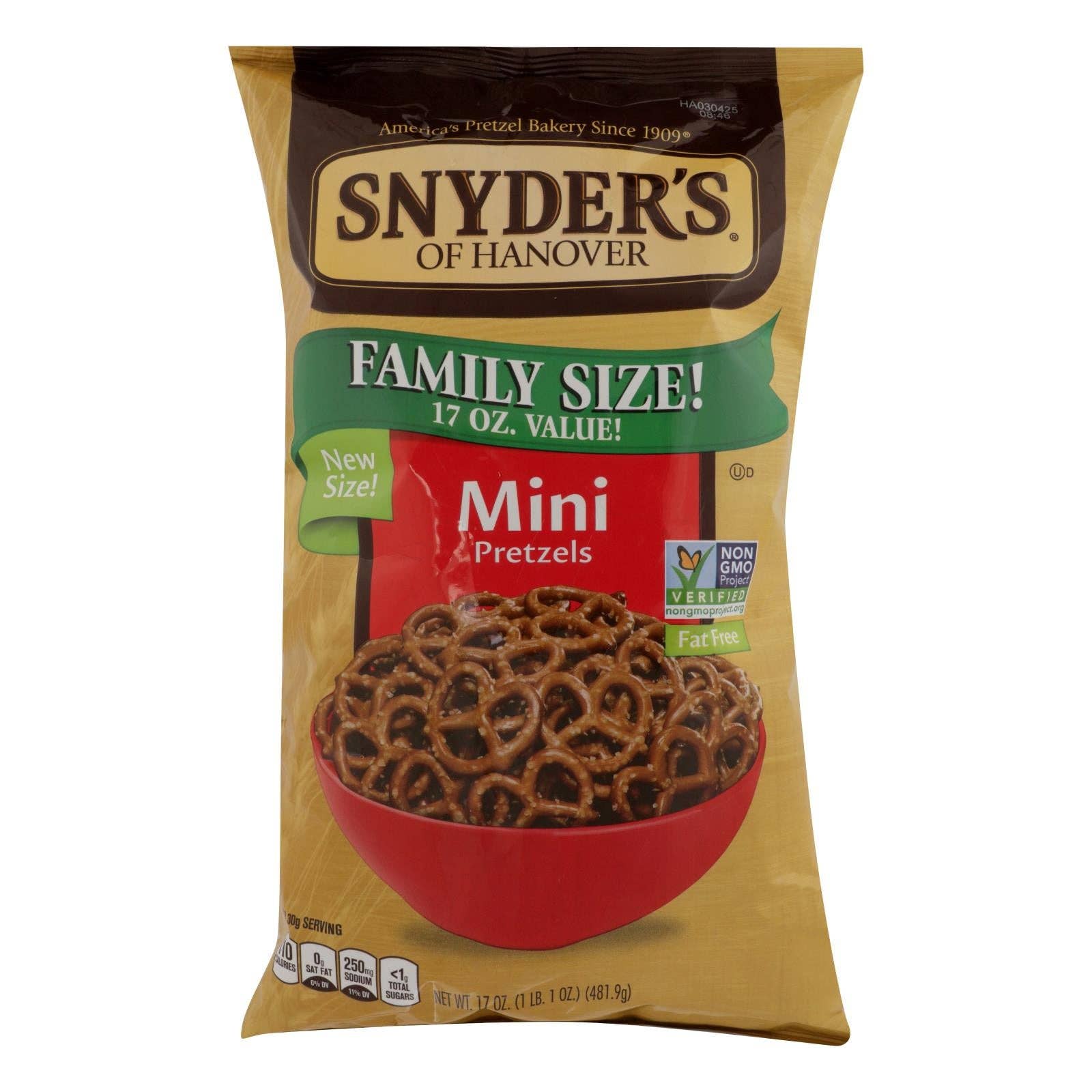 Everyday Supply Co - Wholesale Pretzels - Snyder's Mini Pretzels Family Size - Case of 6 - 17 Oz0