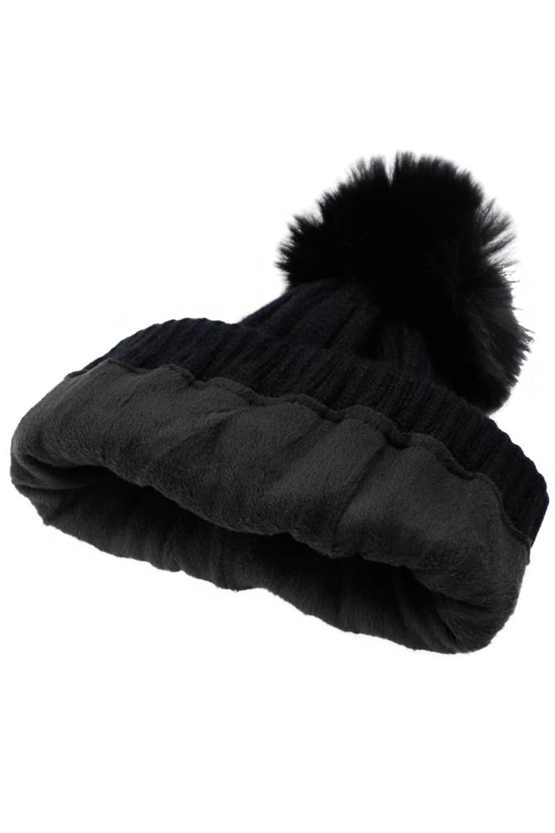 Cap Zone - Vendita all'ingrosso Berretto - Donna - Berretti foderati in pile con pompon a costine piatte4