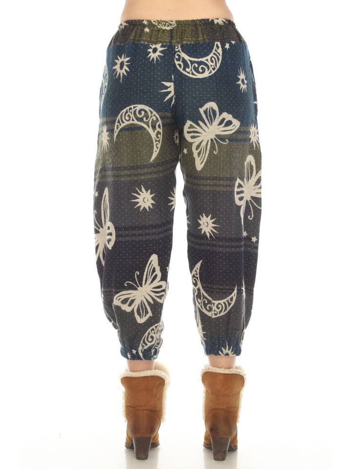 Lakhays Collection Inc. – Großhandel Hose – Damen – Cozy Genie Hose Butterfly Celestial aus Acryl und Polyester