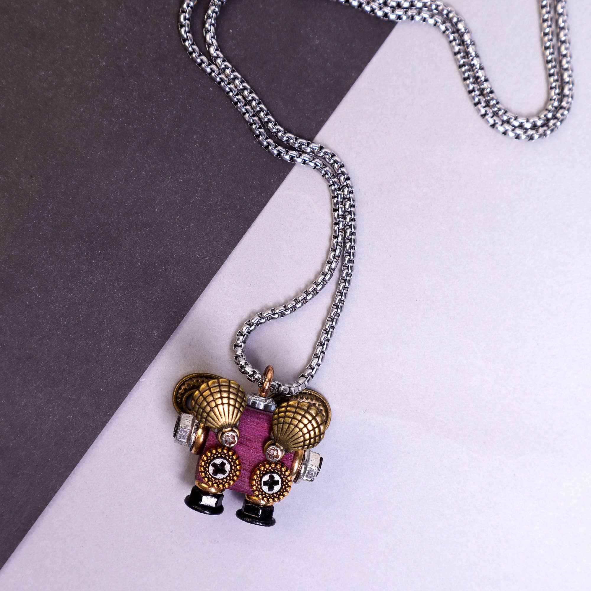 Kitsville - Wholesale Keychain - Unisex - Handcrafted Wooden Bot Necklace, Keychain, or Mini Decor18