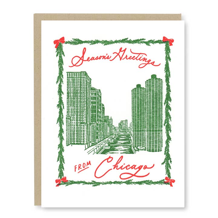 Chicago Holiday Card | Letterpress Christmas Card for wholesale by Kindred Letterpress