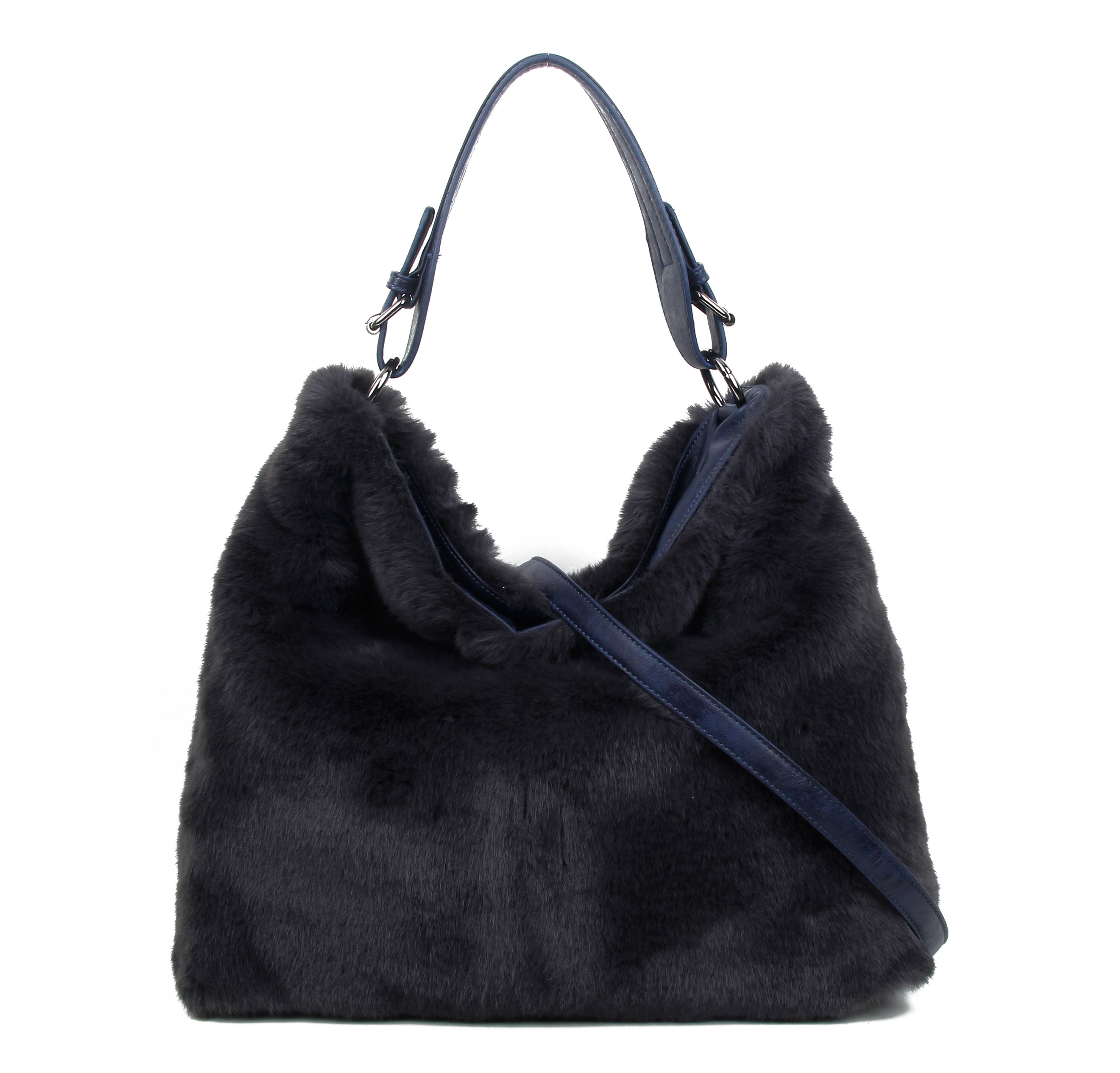 Papaya Fashion Ltd – wholesale Shoulder bag – women's – HF170433-Top handle faux fur handbag with top zip closure2