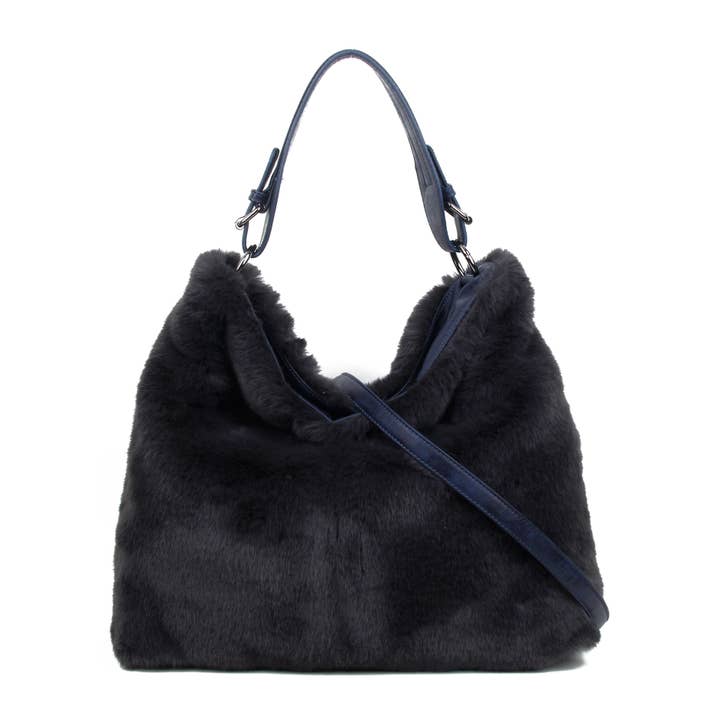 Papaya Fashion Ltd - Vente Sac porté épaule – femme - Sac à main en fausse fourrure avec poignée supérieure et fermeture éclair sur le dessus.2