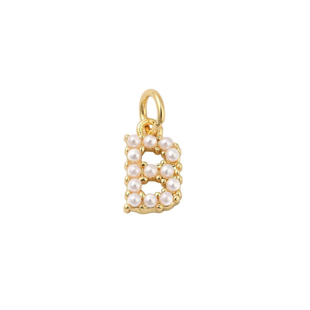The Charm Bar Company - Wholesale Individual Charm/Pendant - Gold Large Pearl Initial Letter | Alphabet Charm1