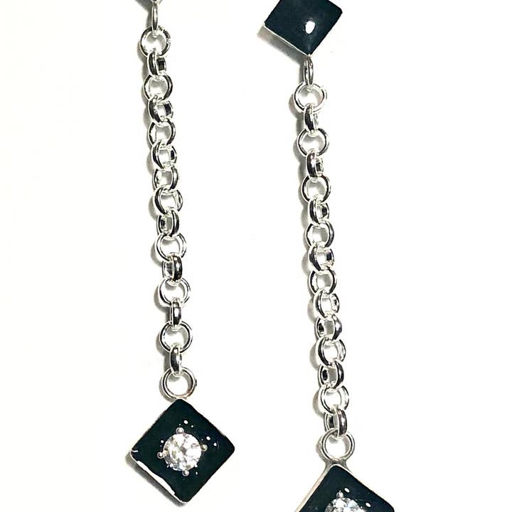 Dangling Diamonds With Onyx Black And Diamond In Sterling for wholesale by Anne Swain Jewelry