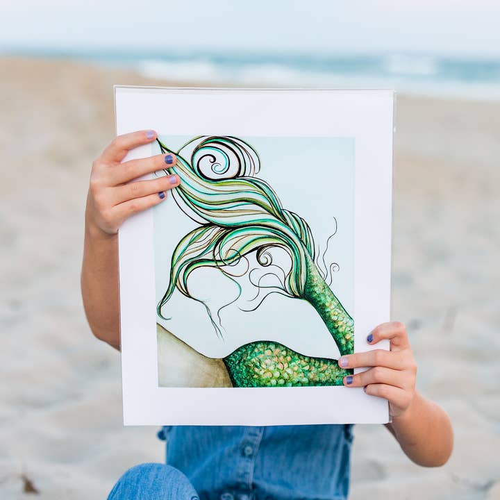 FLIRTY - Giclee Mermaid Art Print for wholesale by Angel Fritz Studio