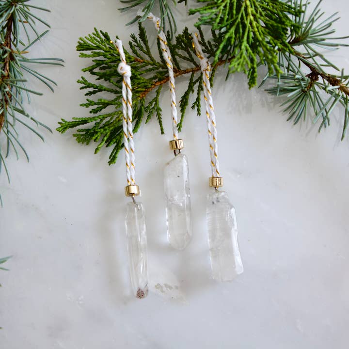 Quartz Crystal Christmas Ornament, Package Topper for wholesale by Mesa Blue