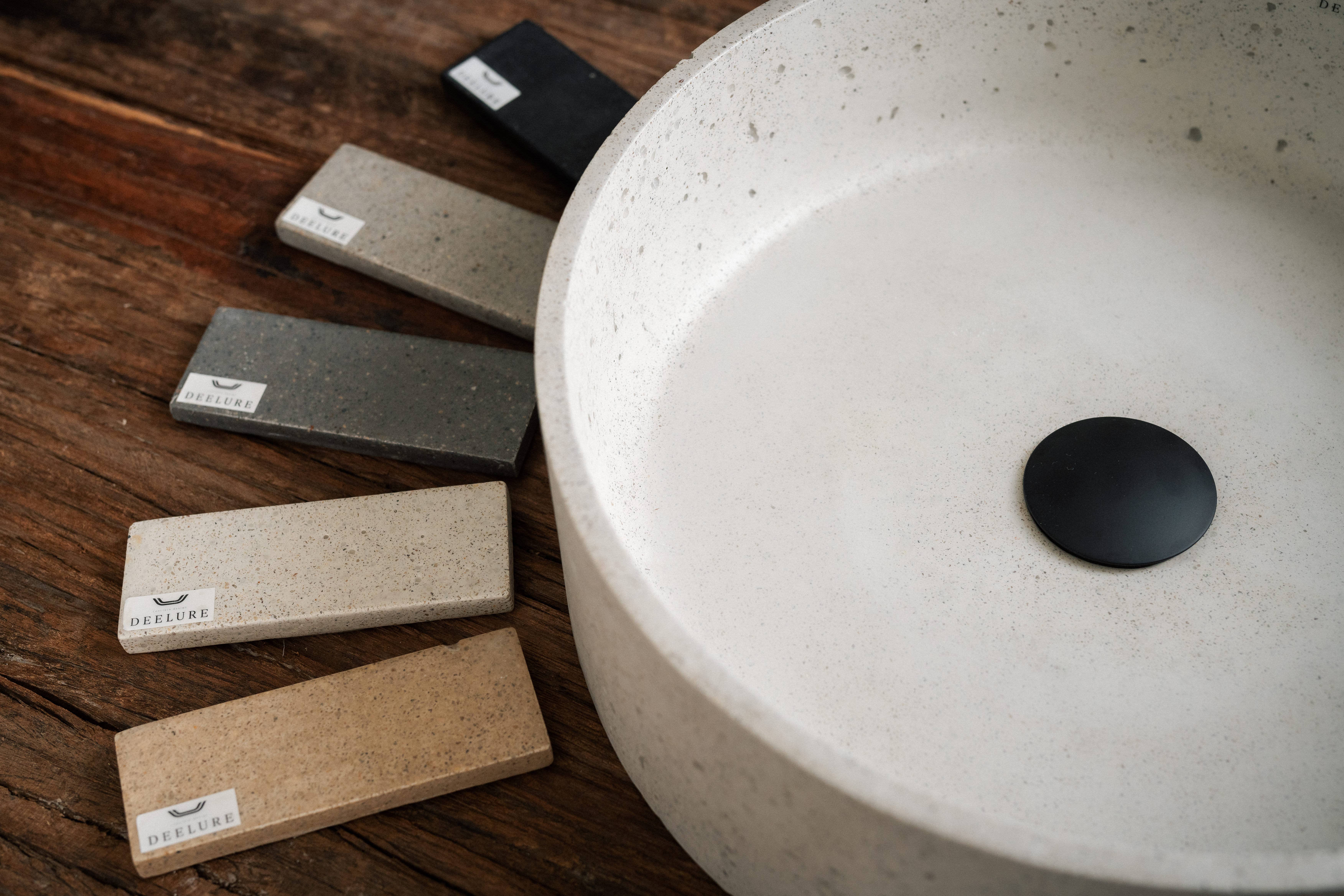 deelure - Wholesale Bathroom Accessory Set - DEELURE - “Round” concrete washbasin in many colors8