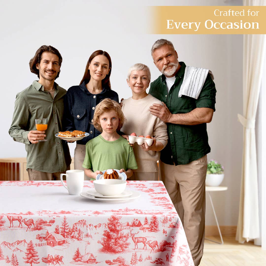 Maison d'Hermine - Design in Every Thread - Wholesale Tablecloth - Tablecloths 100% Cotton - 3 Shapes - Winter Jouy4