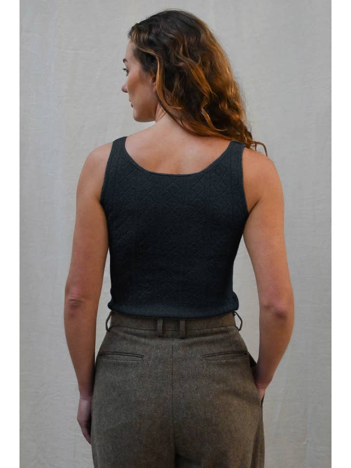 OUBAS - Wholesale Camisole - Women's - 'Tricot de Peau' Fine Merino Camisole Top in Deep Indigo Blue