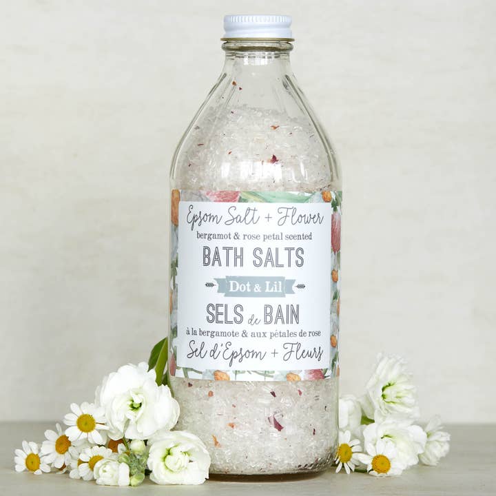 Sel de bain de bergamote et pétale de rose pour la vente par Dot & Lil