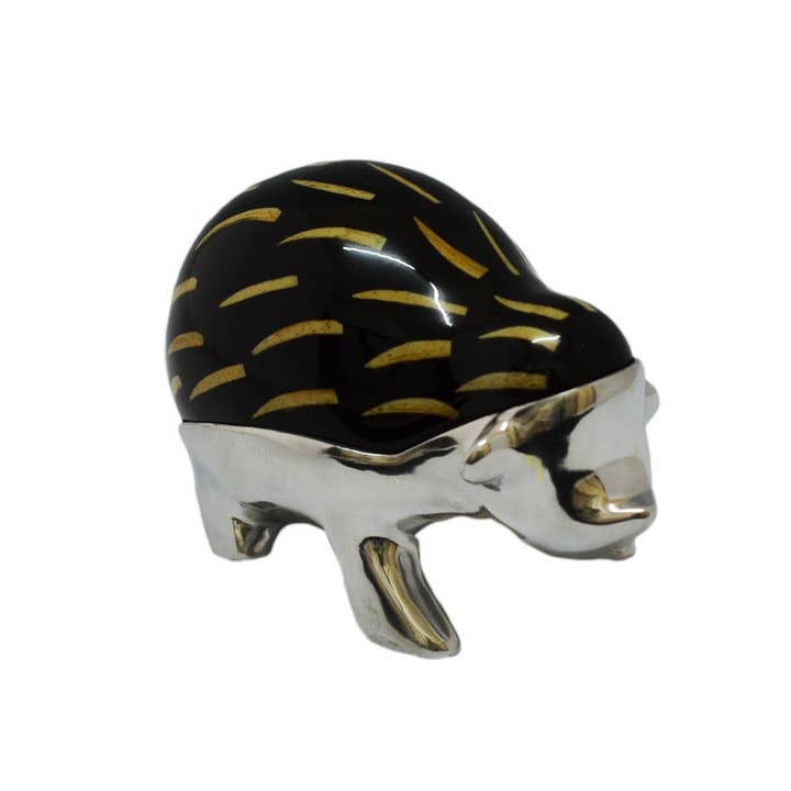 Figura de cerdo de seto en aluminio reciclado e inserciones naturales para venta al por mayor de Handcrafted Gift