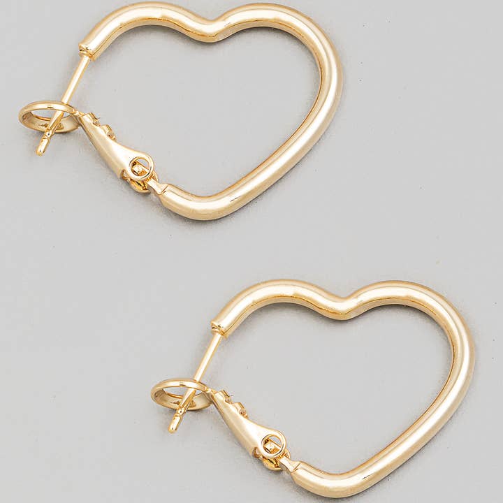 Small Metallic Heart Latch Hoop Earrings for wholesale by The Looks by Fame Accessories