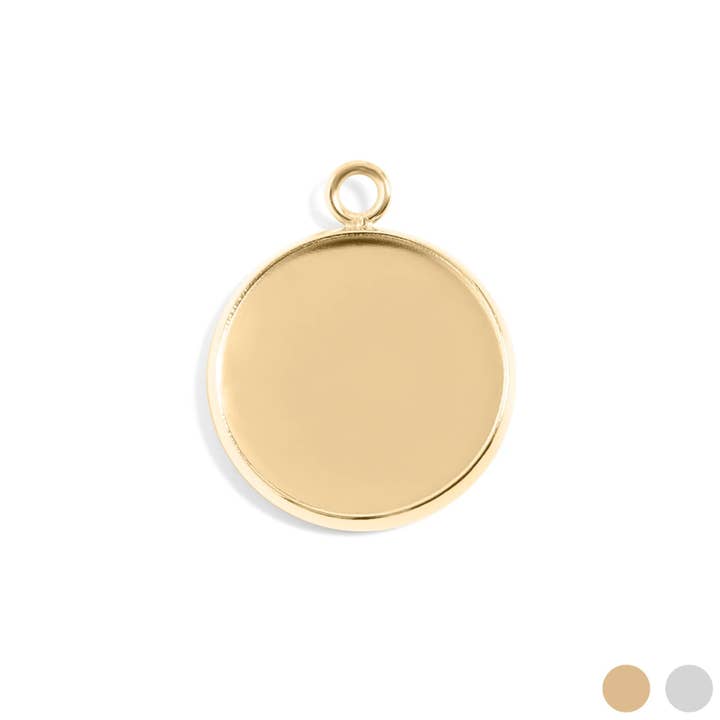 WJW - Wholesale Individual Charm/Pendant - Stainless Steel PVD Cabochon Bezel 10 Pack / ENC0020