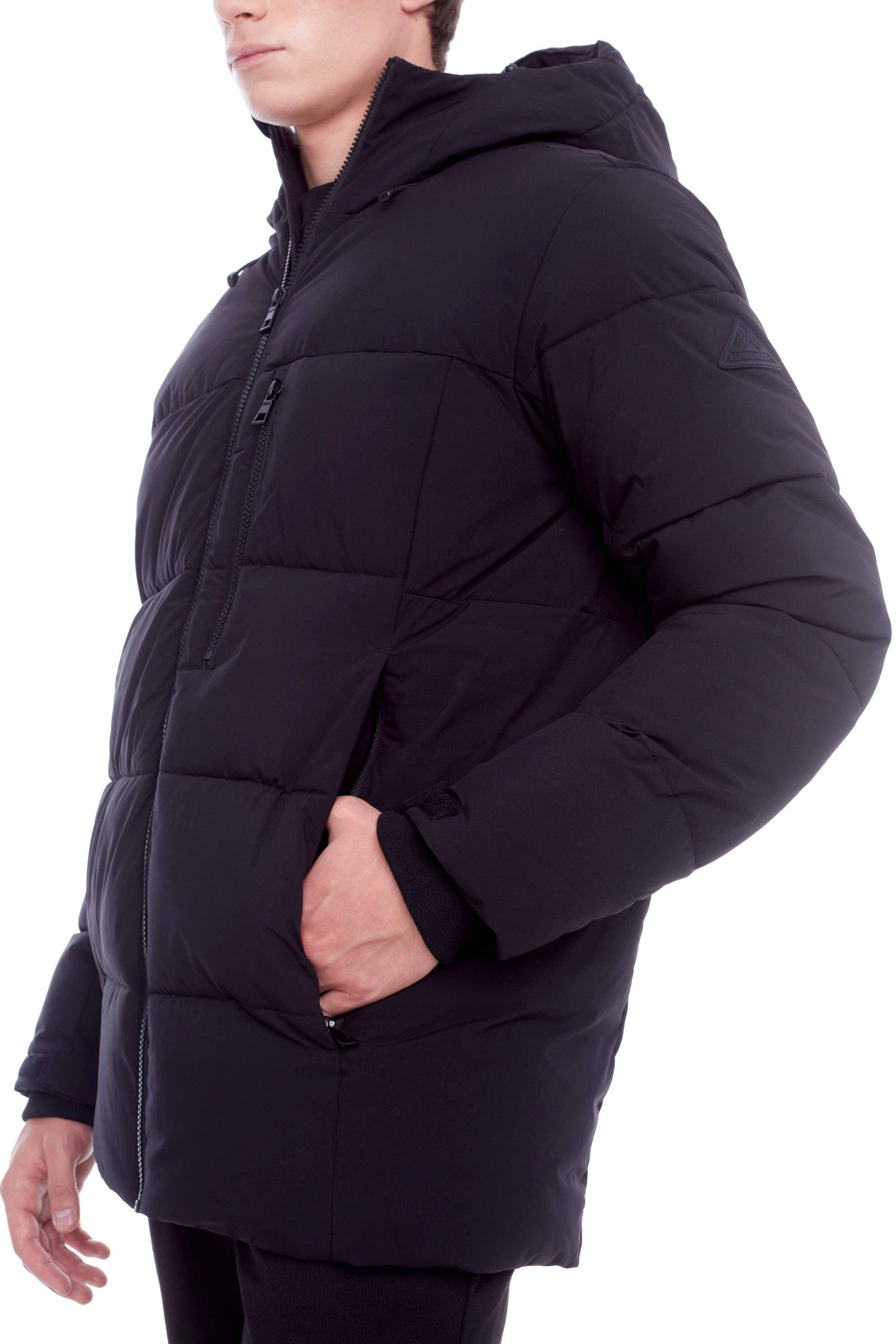 BANFF | MEN'S VEGAN DOWN (RECYCLED) MID-WEIGHT QUILTED PUFFER JACKET, BLACK for wholesale on Faire7