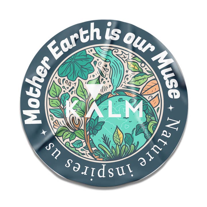 Adesivo Kalm ''LA NATURA CI ISPIRA''. Personalizza qualsiasi cosa con i nostri adesivi, durevoli e resistenti all'acqua. per la vendita all'ingrosso da parte di Kalm Yoga