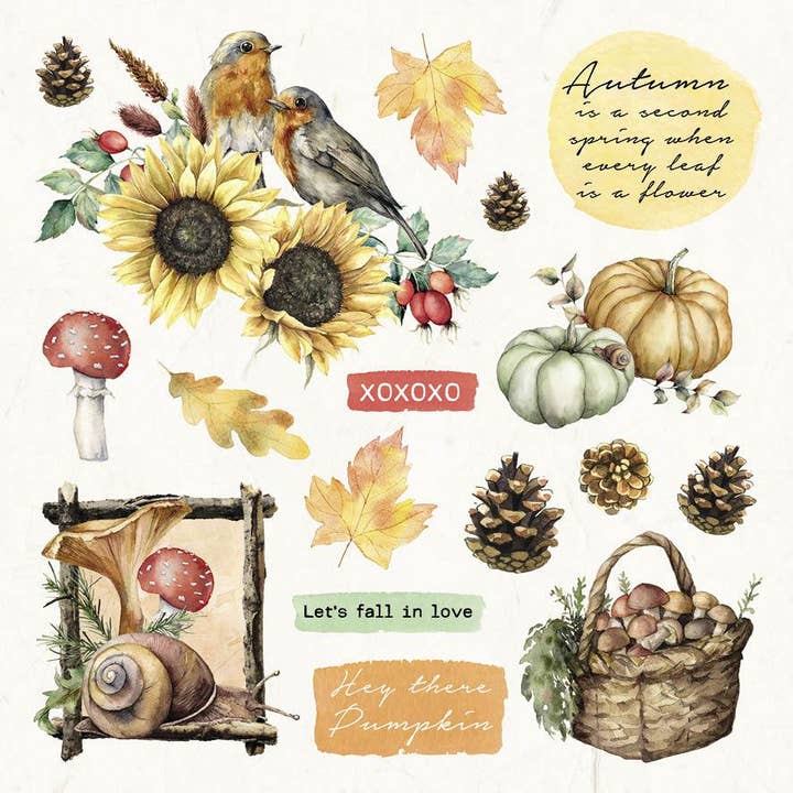 Ecstasy Crafts Distributing - Wholesale Craft supplies - SL Die-Cut Block Fall Elements Beauty Of Fall 150x150mm 20 Sh nr.092