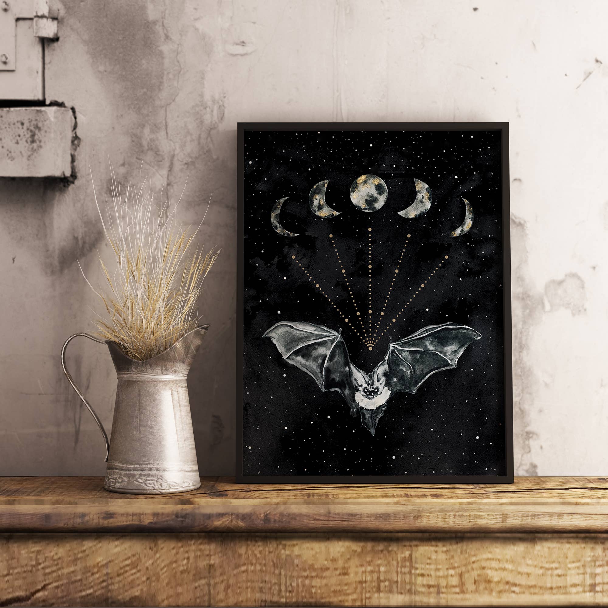 The Flow Design - Vente Affiche d'art - Affiche Chauve-souris et Phases de la Lune - Illustration ésotérique murale5