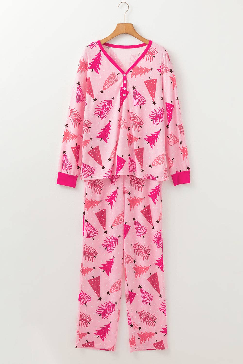 Pink Christmas Tree Pullover and Pants Lounge Set for wholesale on Faire5